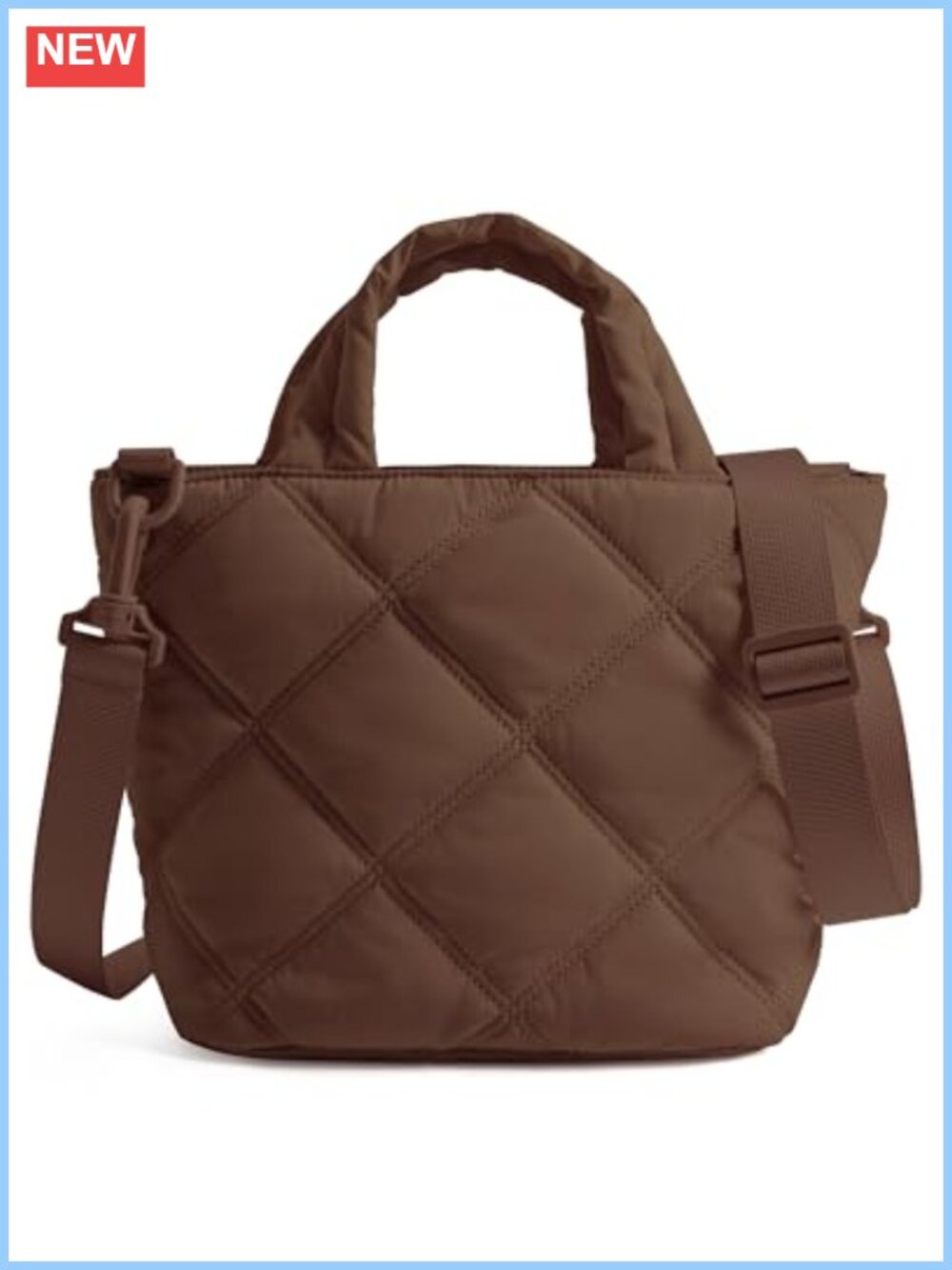 Quilted Puffer Crossbody Bag Lightweight Nylon Tote for Daily Travel